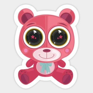 Teddy Bear - Star Eye Pink Sticker